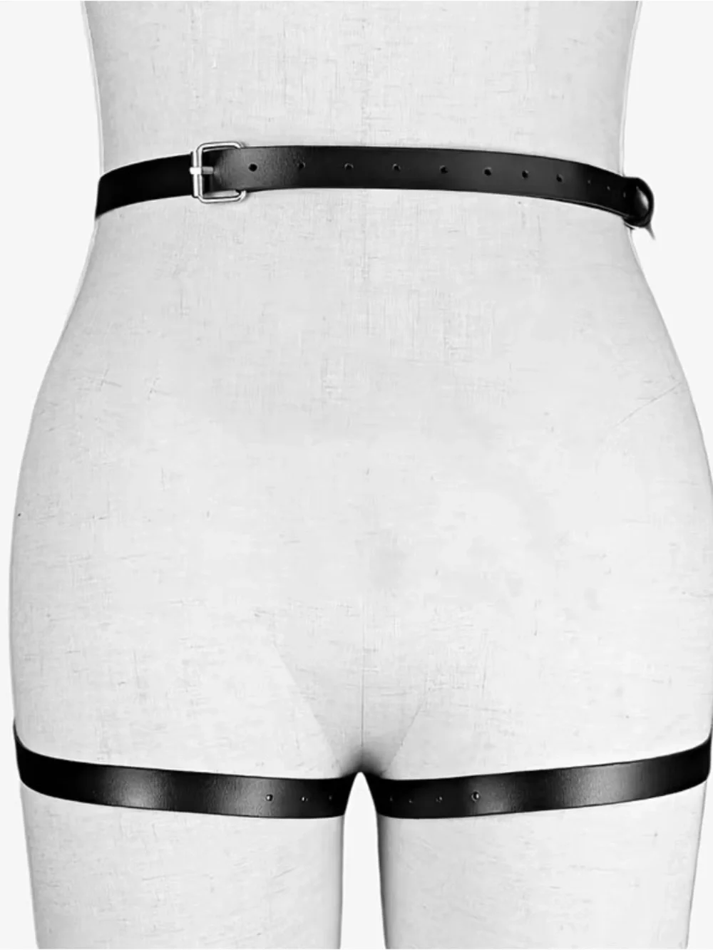 Adjustable Black Harness Garter Belt - Women Accessories